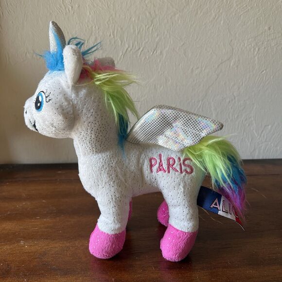 Alice Unicorn Plush "PARIS" Embroidered Rainbow Mane - Picture 2 of 7